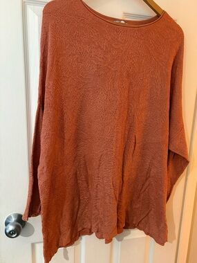Peruvian Connection vintage papaya knit long sleeve drop shoulder top size large